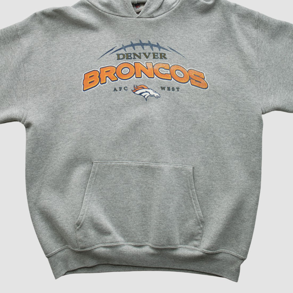Denver Broncos NFL 2000s Hooded Pullover Sweatshirt - Heather Gray Vintage sale