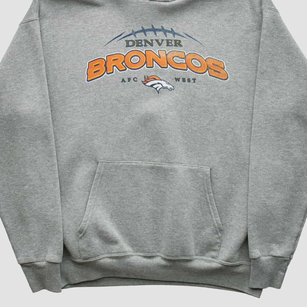 Denver Broncos NFL 2000s Hooded Pullover Sweatshirt - Heather Gray Vintage sale