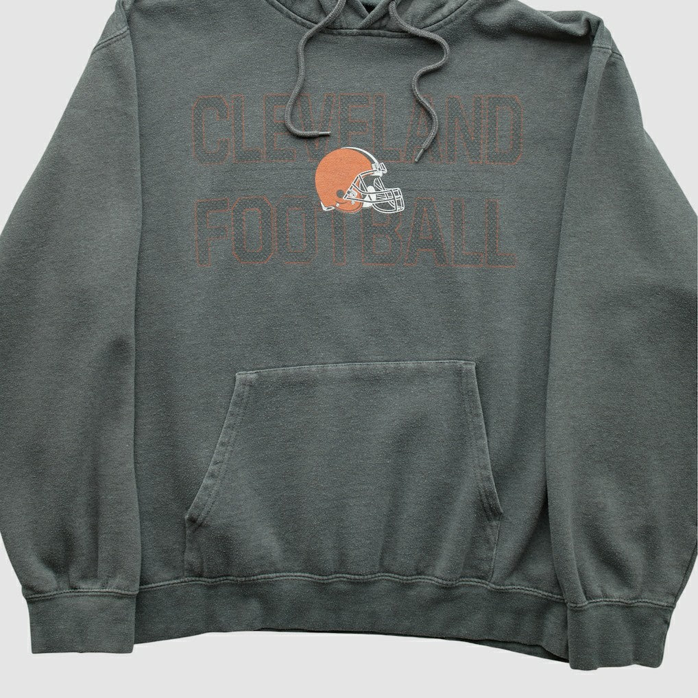 Cleveland Browns Majestic 2010s Hooded Pullover Sweatshirt - Gray Vintage outlet