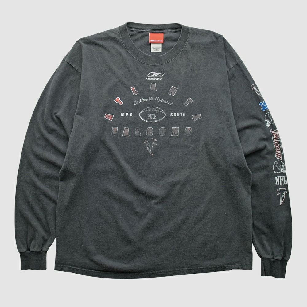 Atlanta Falcons Reebok 2000s Long Sleeve T-shirt - Charcoal Vintage for sale