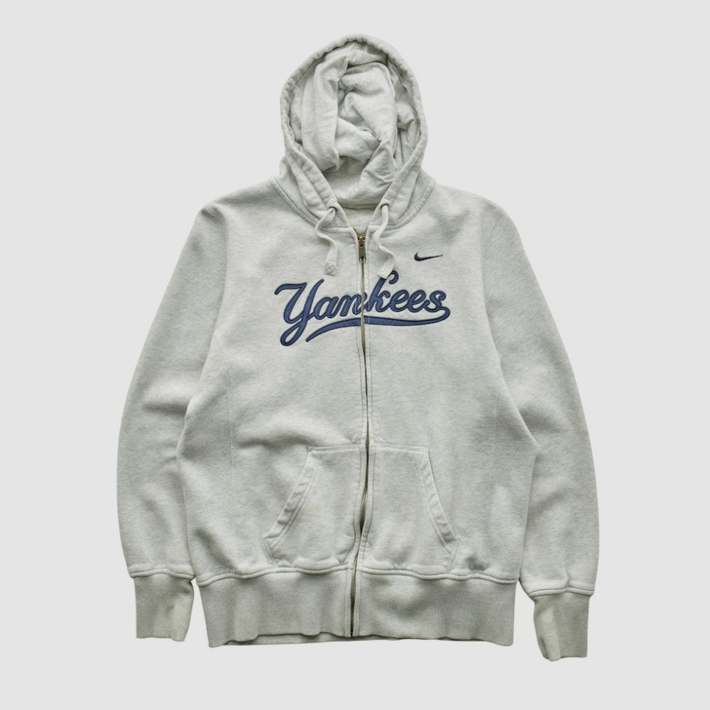 New York Yankees 2000s Hooded Full Zip Sweatshirt Heather Gray Vintage