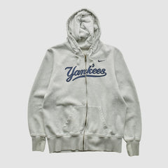 New York Yankees 2000s Hooded Full Zip Sweatshirt Heather Gray Vintage