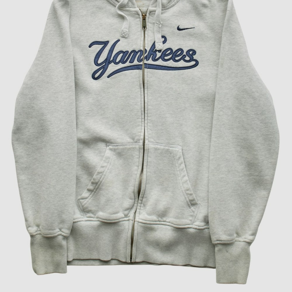New York Yankees 2000s Hooded Full Zip Sweatshirt Heather Gray Vintage