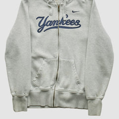 New York Yankees 2000s Hooded Full Zip Sweatshirt Heather Gray Vintage