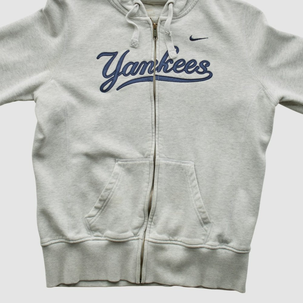 New York Yankees 2000s Hooded Full Zip Sweatshirt Heather Gray Vintage