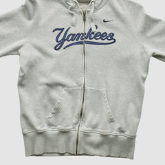 New York Yankees 2000s Hooded Full Zip Sweatshirt Heather Gray Vintage