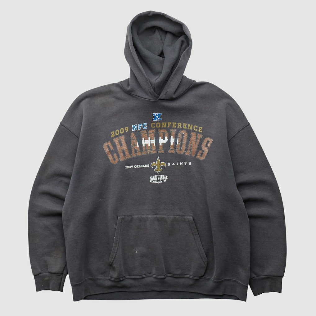 New Orleans Saints NFL 2009 Hooded Pullover Sweatshirt - Charcoal Vintage outlet