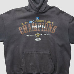 New Orleans Saints NFL 2009 Hooded Pullover Sweatshirt - Charcoal Vintage outlet