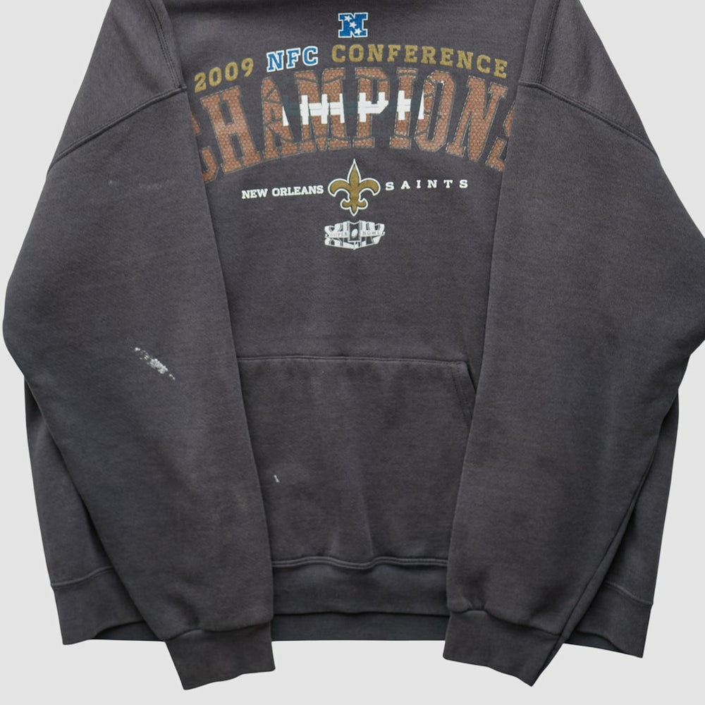 New Orleans Saints NFL 2009 Hooded Pullover Sweatshirt - Charcoal Vintage outlet