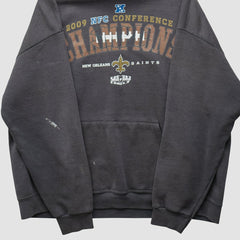 New Orleans Saints NFL 2009 Hooded Pullover Sweatshirt - Charcoal Vintage outlet