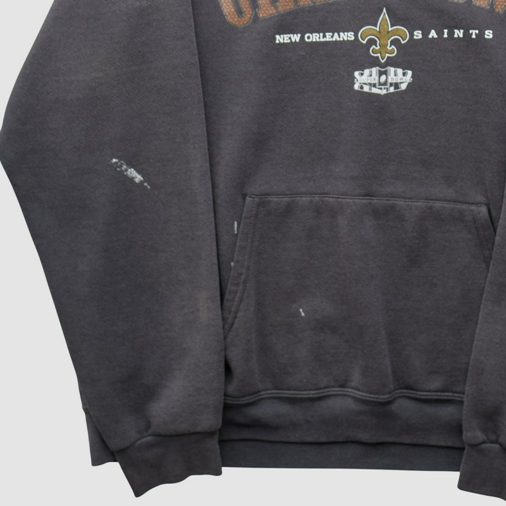 New Orleans Saints NFL 2009 Hooded Pullover Sweatshirt - Charcoal Vintage outlet