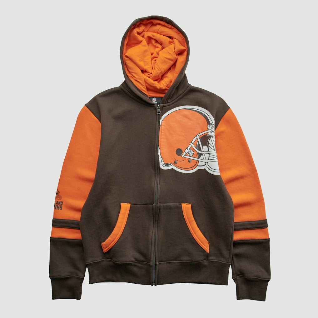 Cleveland Browns NFL 2010s Hooded Full Zip Sweatshirt - Brown - Yth XL Real Vintage discount