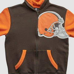 Cleveland Browns NFL 2010s Hooded Full Zip Sweatshirt - Brown - Yth XL Real Vintage discount