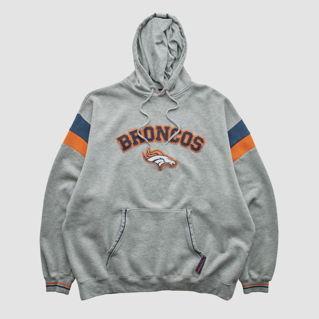 Denver Broncos NFL 2000s Hooded Pullover Sweatshirt - Heather Gray Vintage for sale