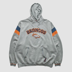 Denver Broncos NFL 2000s Hooded Pullover Sweatshirt - Heather Gray Vintage for sale