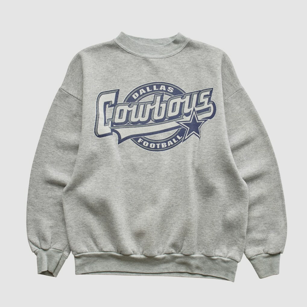 Dallas Cowboys Logo 7 90s Pullover Sweatshirt - Heather Gray Vintage for sale