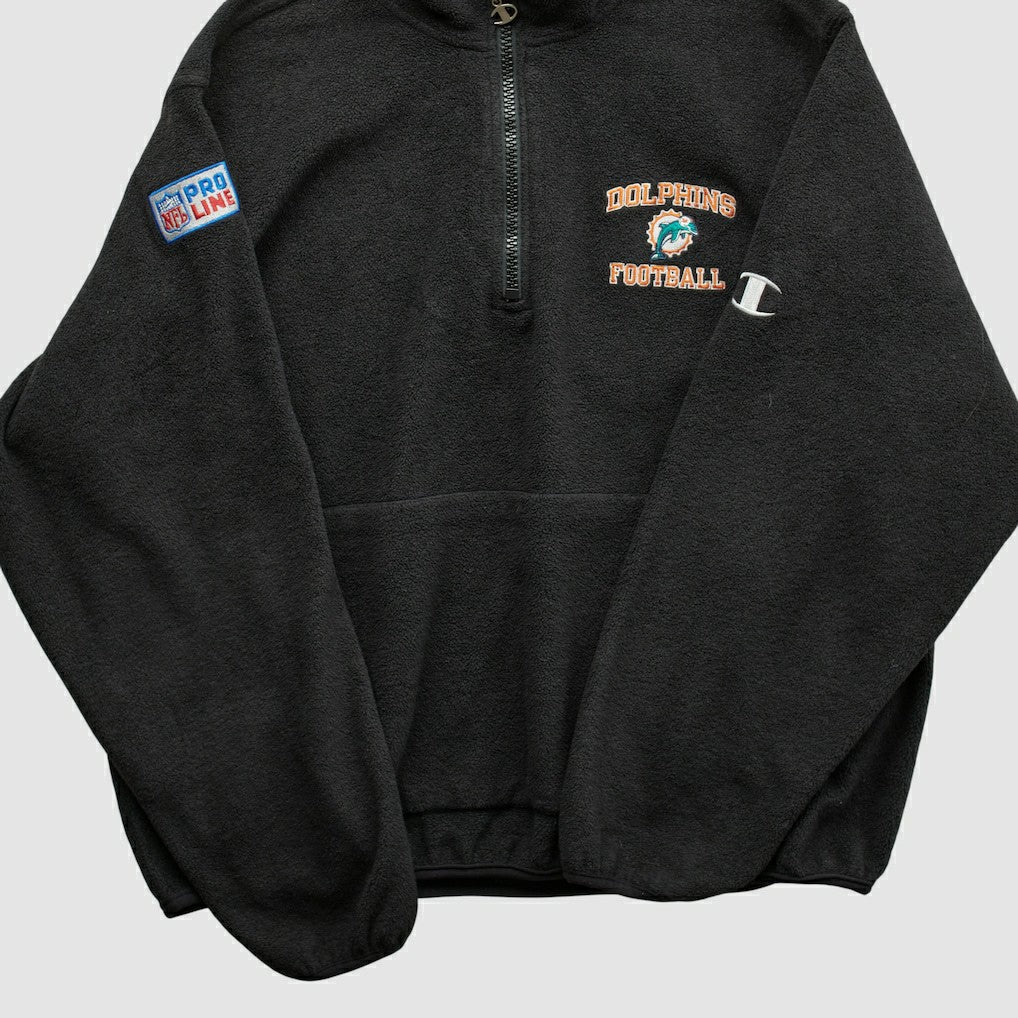 Miami Dolphins Champion 2000s 1/4 Zip Sweatshirt - Black Vintage on sale