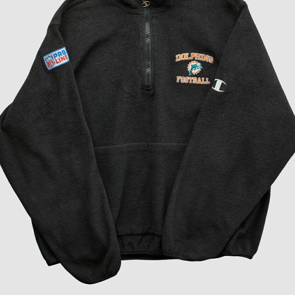 Miami Dolphins Champion 2000s 1/4 Zip Sweatshirt - Black Vintage on sale