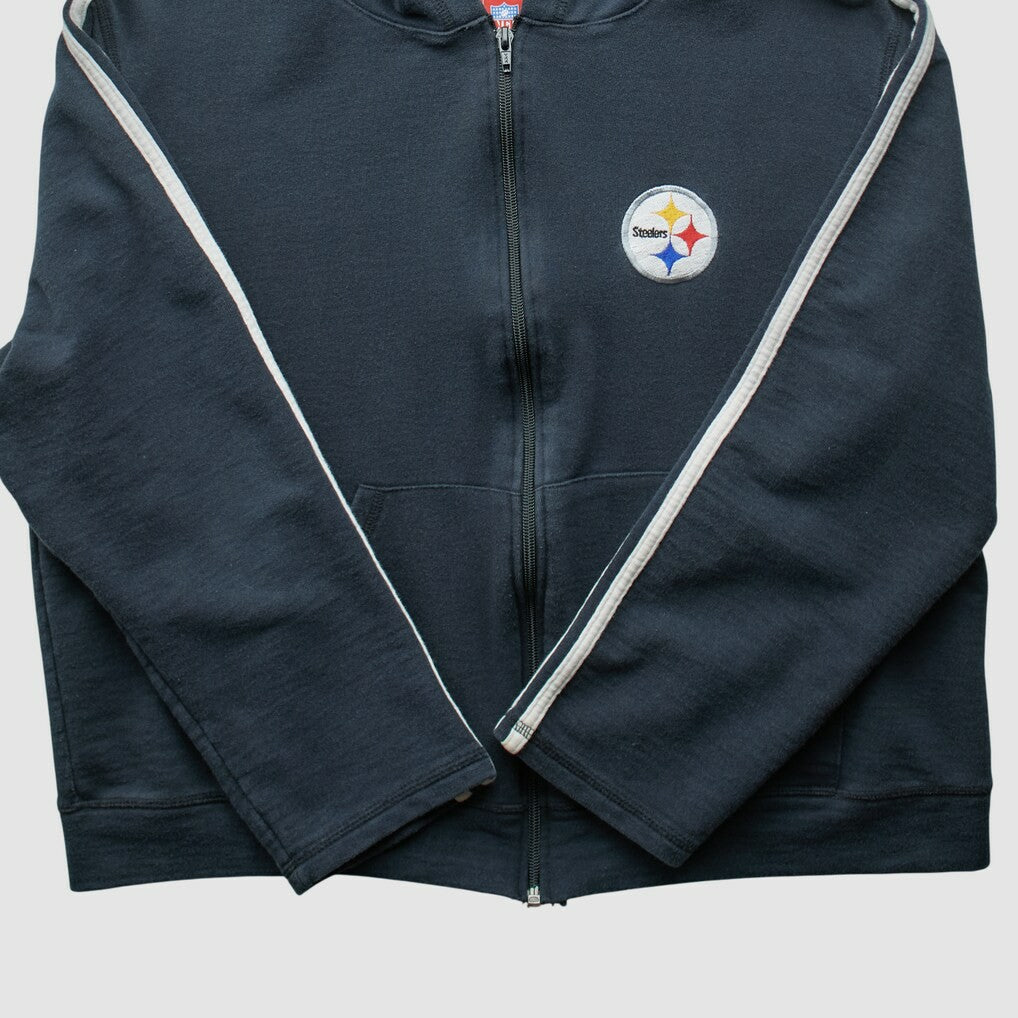 Pittsburgh Steelers NFL 2000s Hooded Full Zip Sweatshirt - Black Vintage for sale
