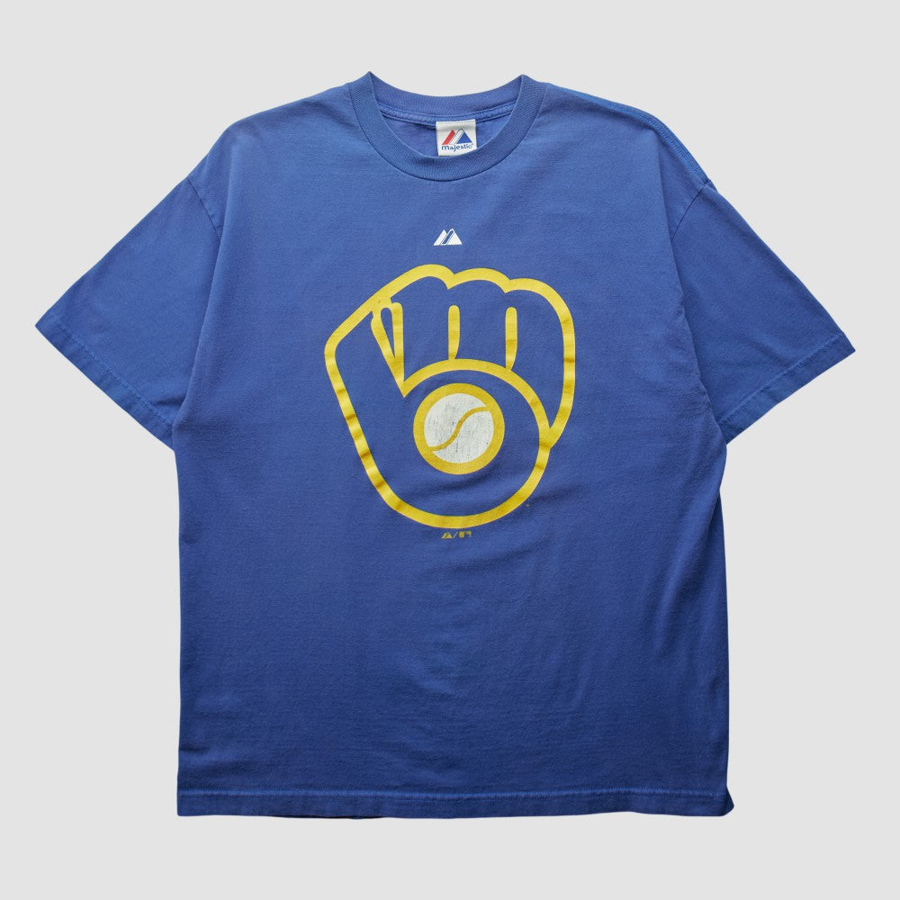 Milwaukee Brewers Majestic 2000s T-shirt Blue Vintage