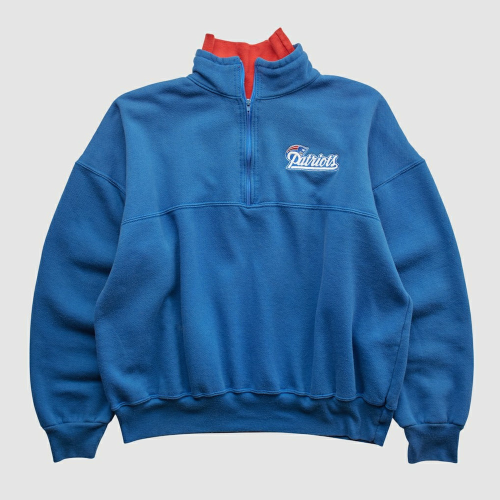 New England Patriots Dodger 90s 1/4 Zip Sweatshirt - Blue Vintage cheap