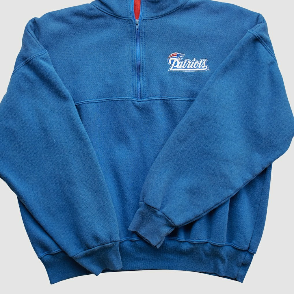 New England Patriots Dodger 90s 1/4 Zip Sweatshirt - Blue Vintage cheap