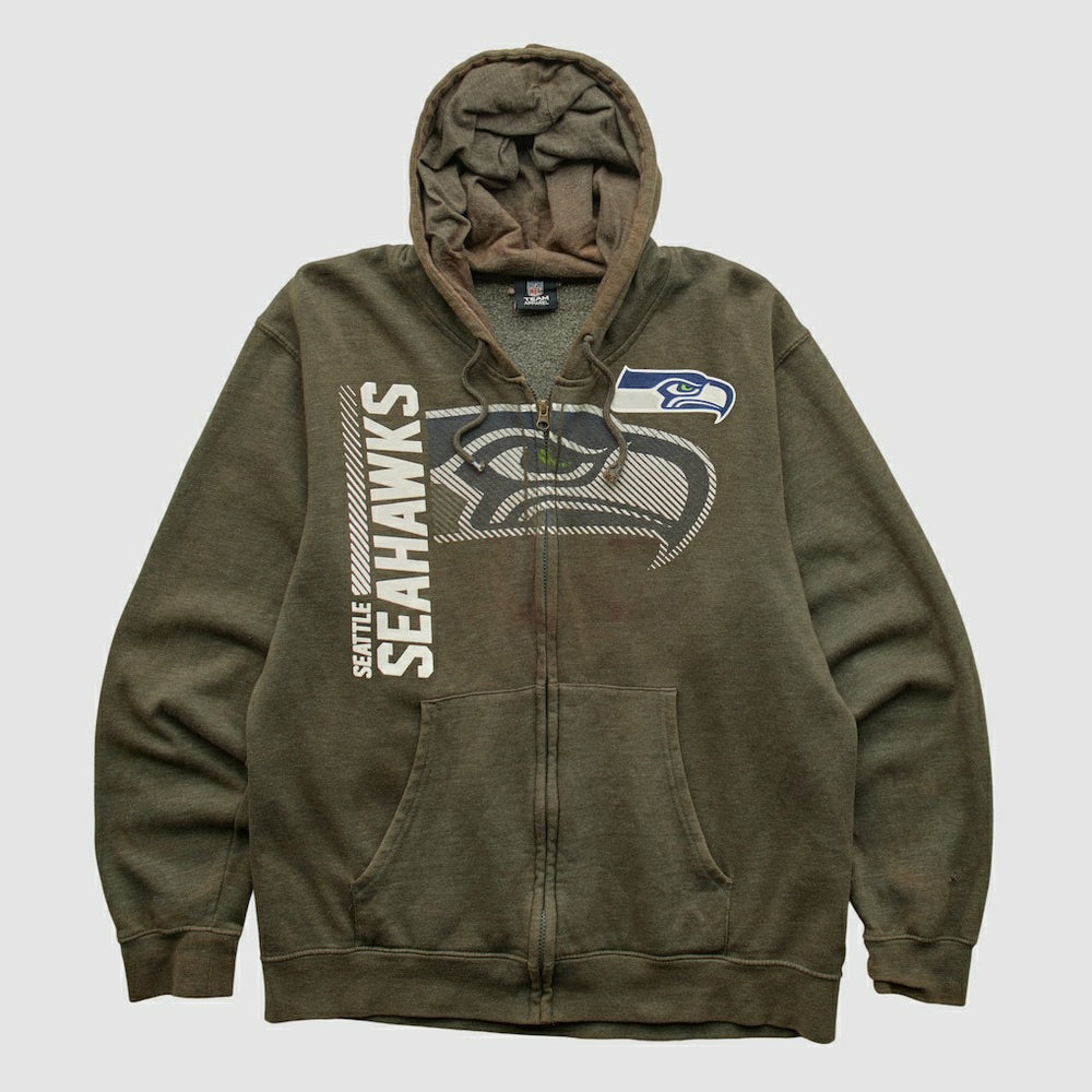 Seattle Seahawks NFL 2010s Hooded Full Zip Sweatshirt - Olive Vintage discount