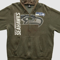 Seattle Seahawks NFL 2010s Hooded Full Zip Sweatshirt - Olive Vintage discount