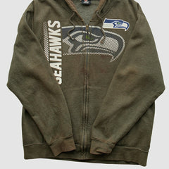 Seattle Seahawks NFL 2010s Hooded Full Zip Sweatshirt - Olive Vintage discount