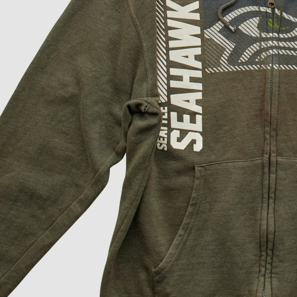 Seattle Seahawks NFL 2010s Hooded Full Zip Sweatshirt - Olive Vintage discount