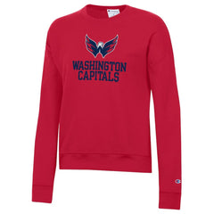 Washington Capitals Champion Women's Wordmark Lockup Powerblend Sweatshirt - Red Sweatshirts