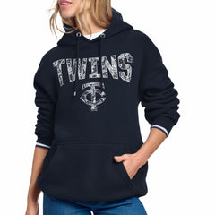 Minnesota Twins Starter Women's Lace Team Lockup Fleece Hoodie Navy