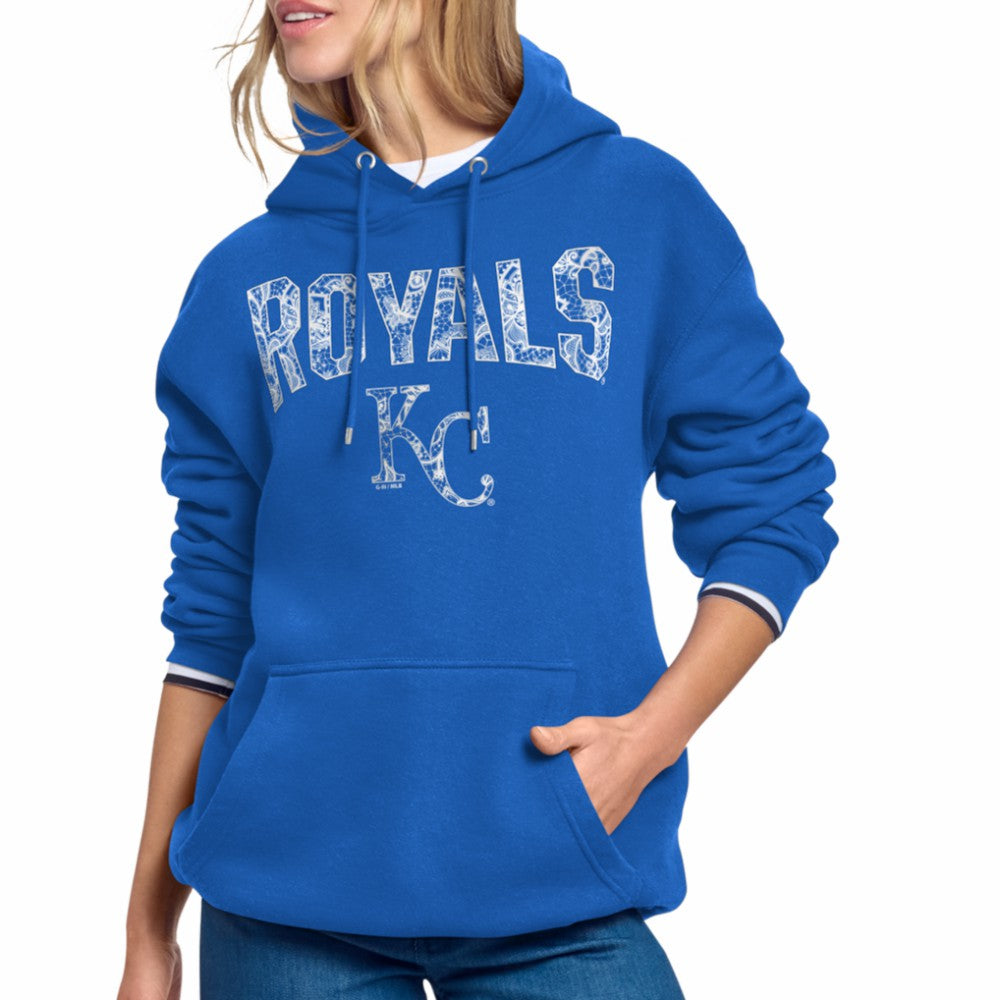 Kansas City Royals Starter Women's Lace Team Lockup Fleece Hoodie Royal