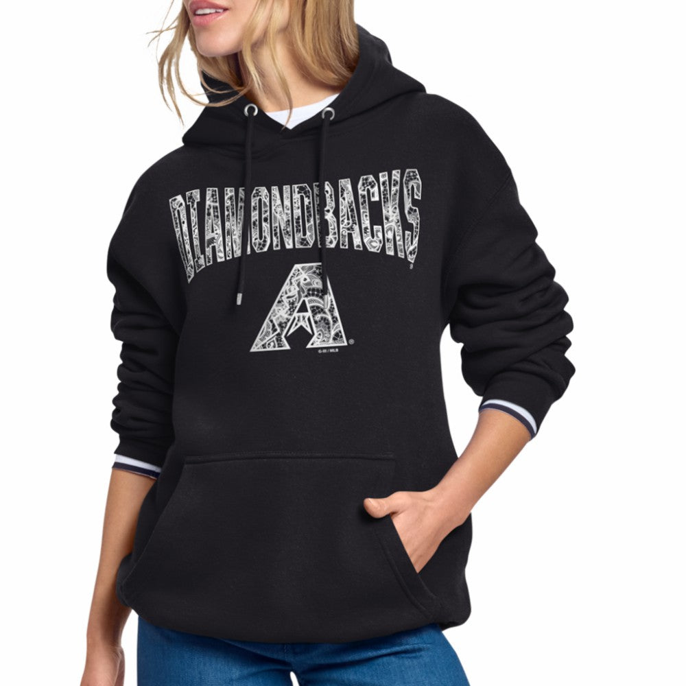 Arizona Diamondbacks Starter Women's Lace Team Lockup Fleece Hoodie Black