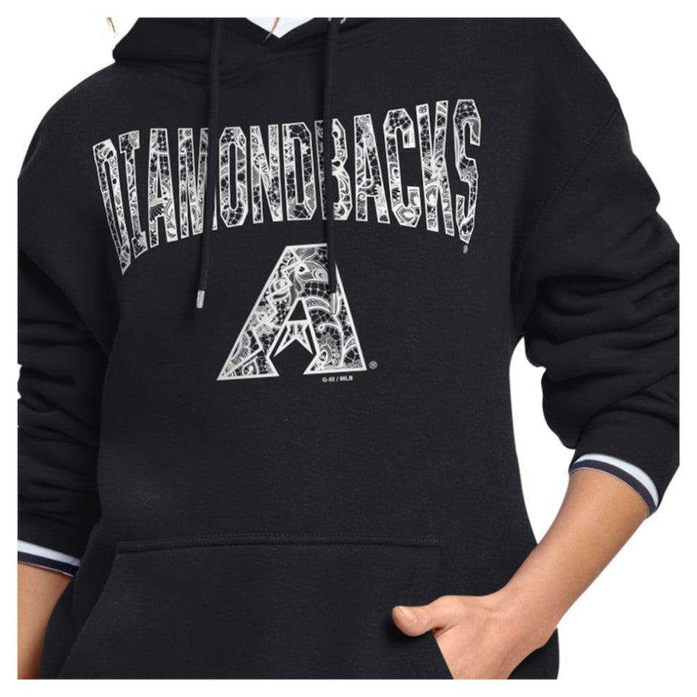 Arizona Diamondbacks Starter Women's Lace Team Lockup Fleece Hoodie Black
