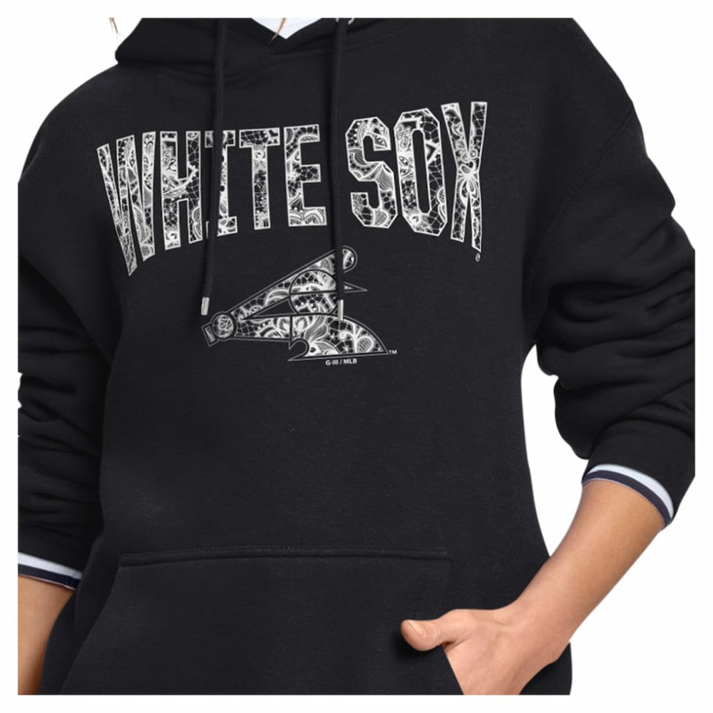 Chicago White Sox Starter Women's Lace Team Lockup Fleece Hoodie Black