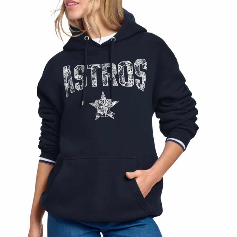 Houston Astros Starter Women's Lace Team Lockup Fleece Hoodie Navy