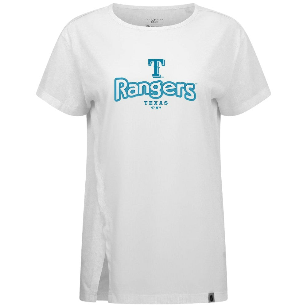 Texas Rangers Levelwear Women's Blue Haven Influx Cornerstone T-Shirt White