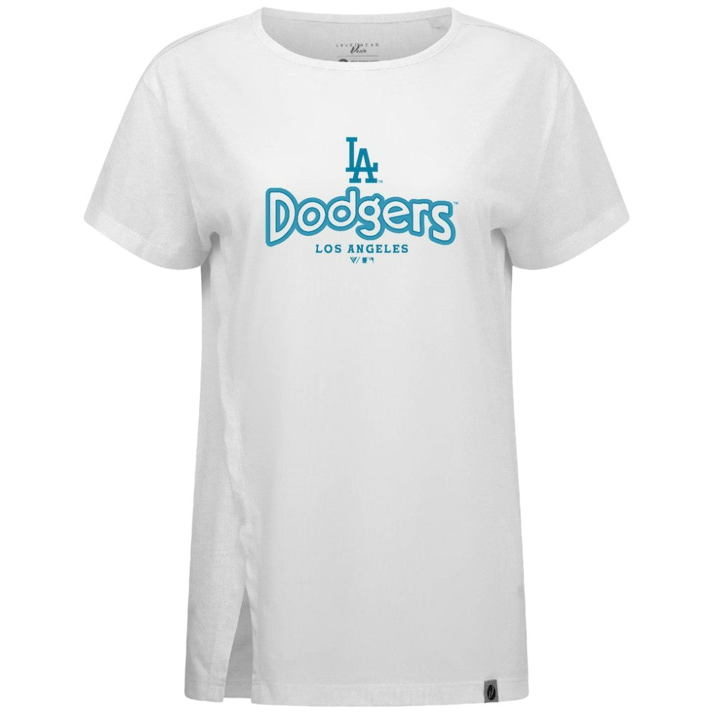 Los Angeles Dodgers Levelwear Women's Blue Haven Influx Cornerstone T-Shirt White