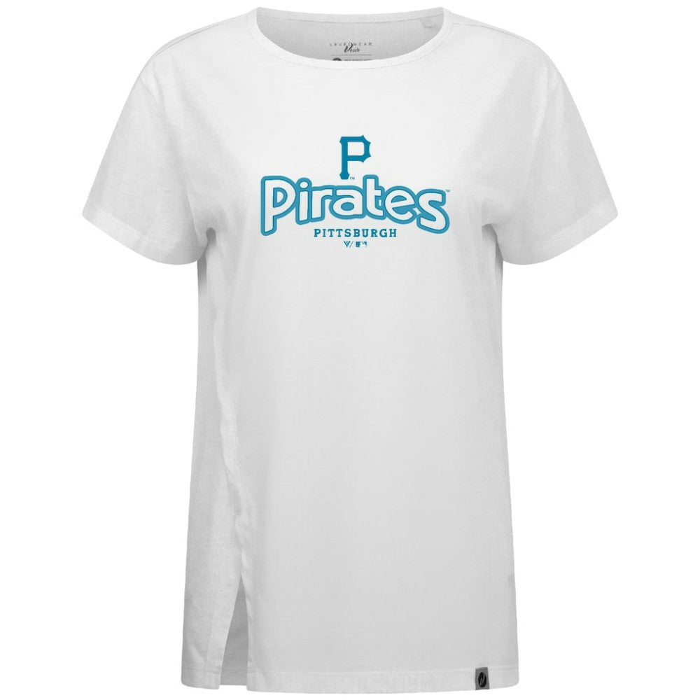 Pittsburgh Pirates Levelwear Women's Blue Haven Influx Cornerstone T-Shirt White
