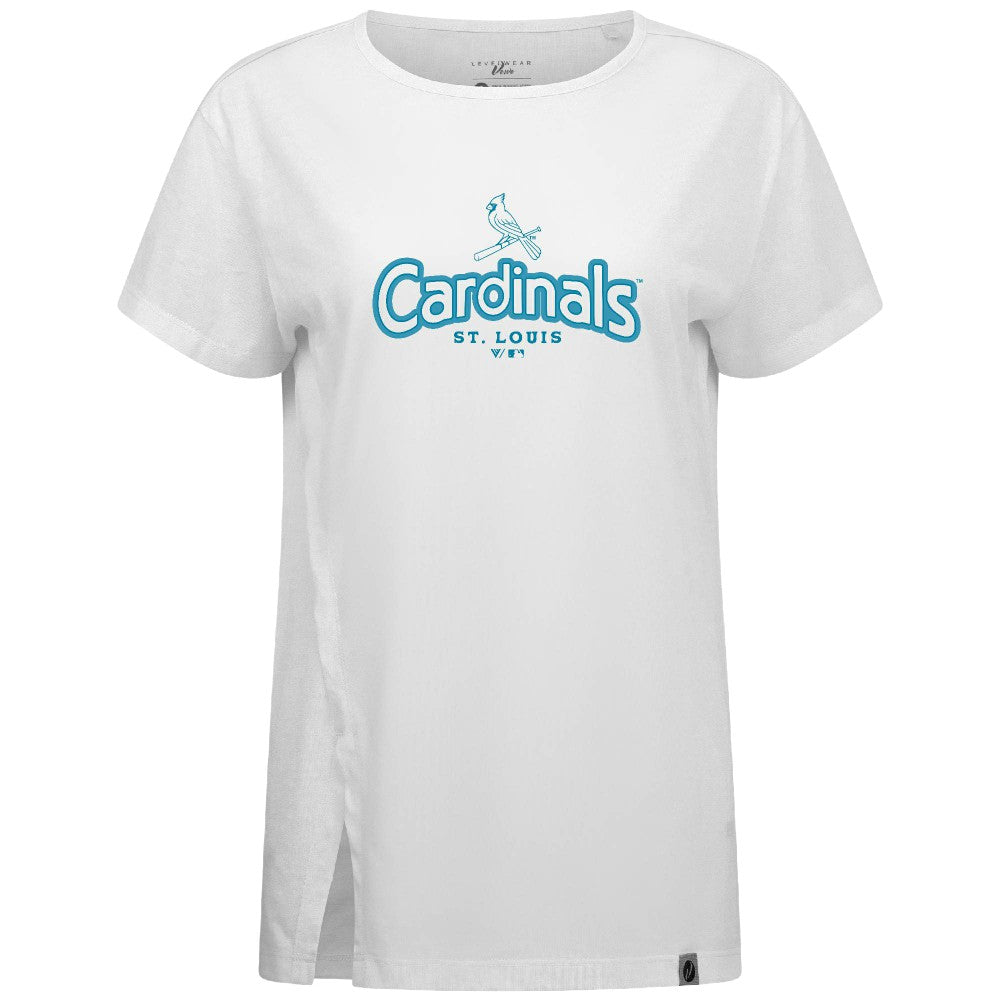 St. Louis Cardinals Levelwear Women's Blue Haven Influx Cornerstone T-Shirt White