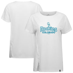 Colorado Rockies Levelwear Women's Blue Haven Influx Cornerstone T-Shirt White