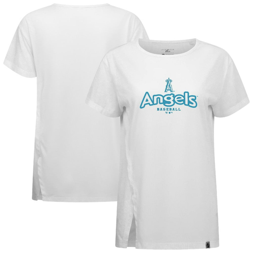 Los Angeles Angels Levelwear Women's Blue Haven Influx Cornerstone T-Shirt White
