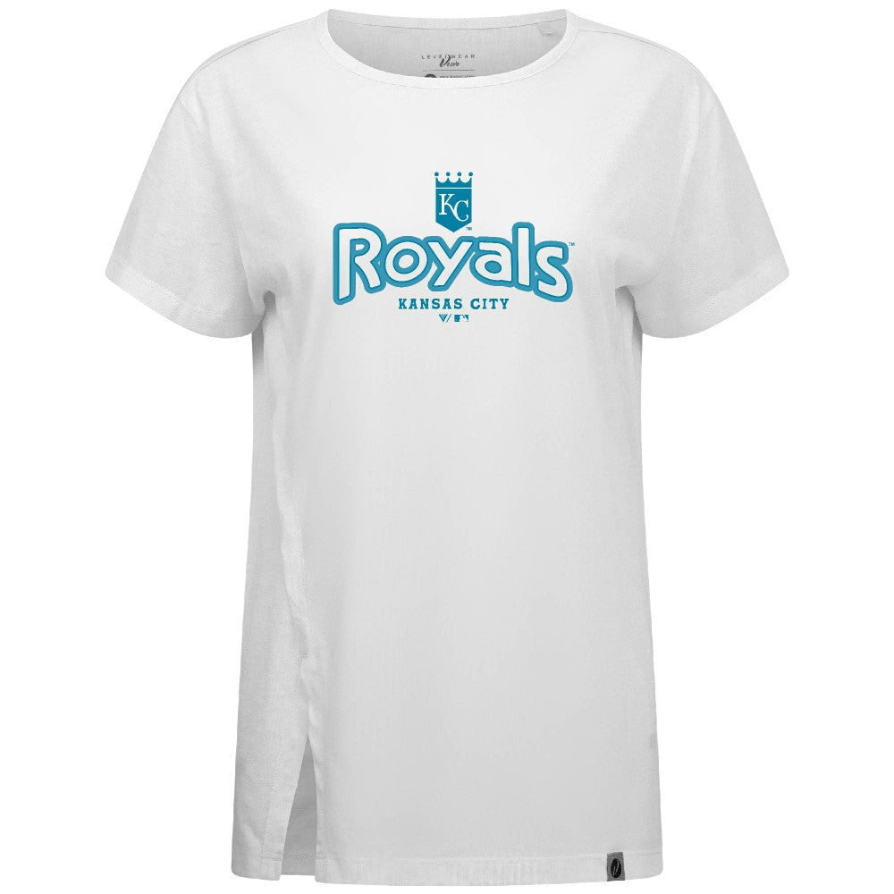 Kansas City Royals Levelwear Women's Blue Haven Influx Cornerstone T-Shirt White