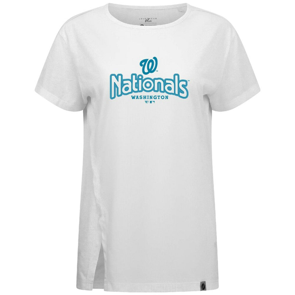 Washington Nationals Levelwear Women's Blue Haven Influx Cornerstone T-Shirt White