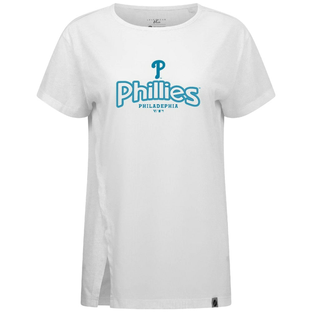 Philadelphia Phillies Levelwear Women's Blue Haven Influx Cornerstone T-Shirt White