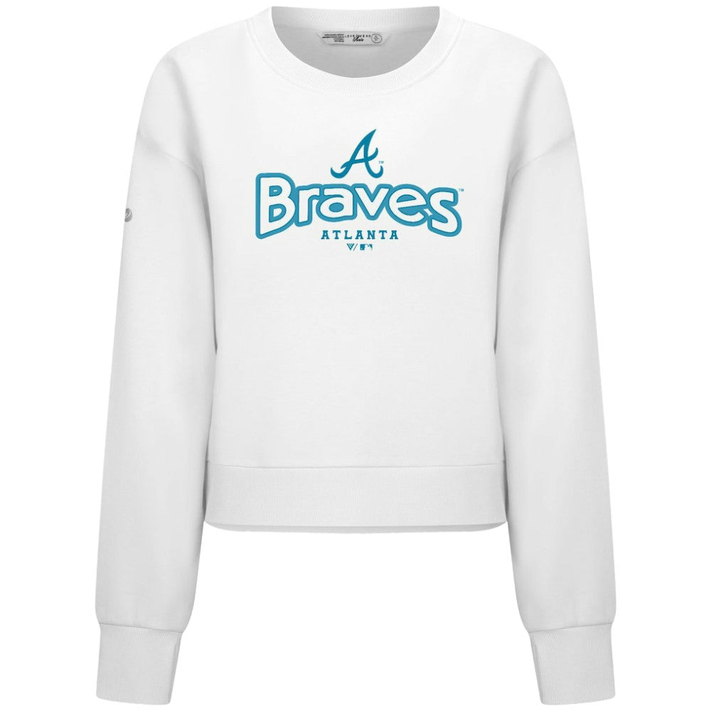 Atlanta Braves Levelwear Women's Judd Cornerstone Cropped Sweatshirt White