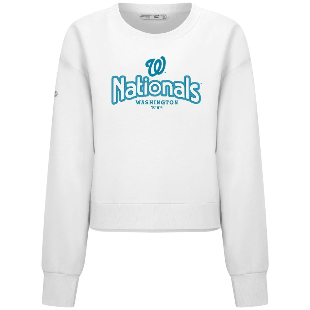 Washington Nationals Levelwear Women's Judd Cornerstone Cropped Sweatshirt White