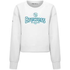 Milwaukee Brewers Levelwear Women's Judd Cornerstone Cropped Sweatshirt White