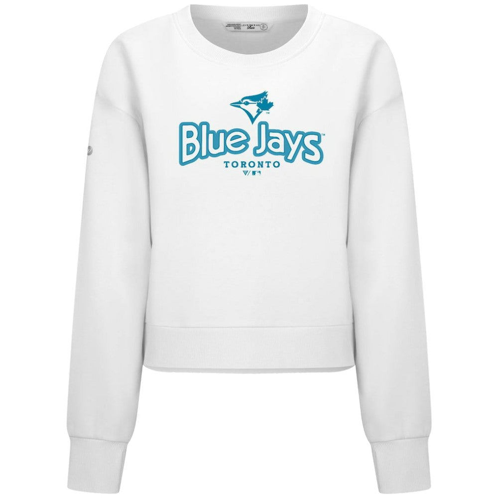 Toronto Blue Jays Levelwear Women's Judd Cornerstone Cropped Sweatshirt White